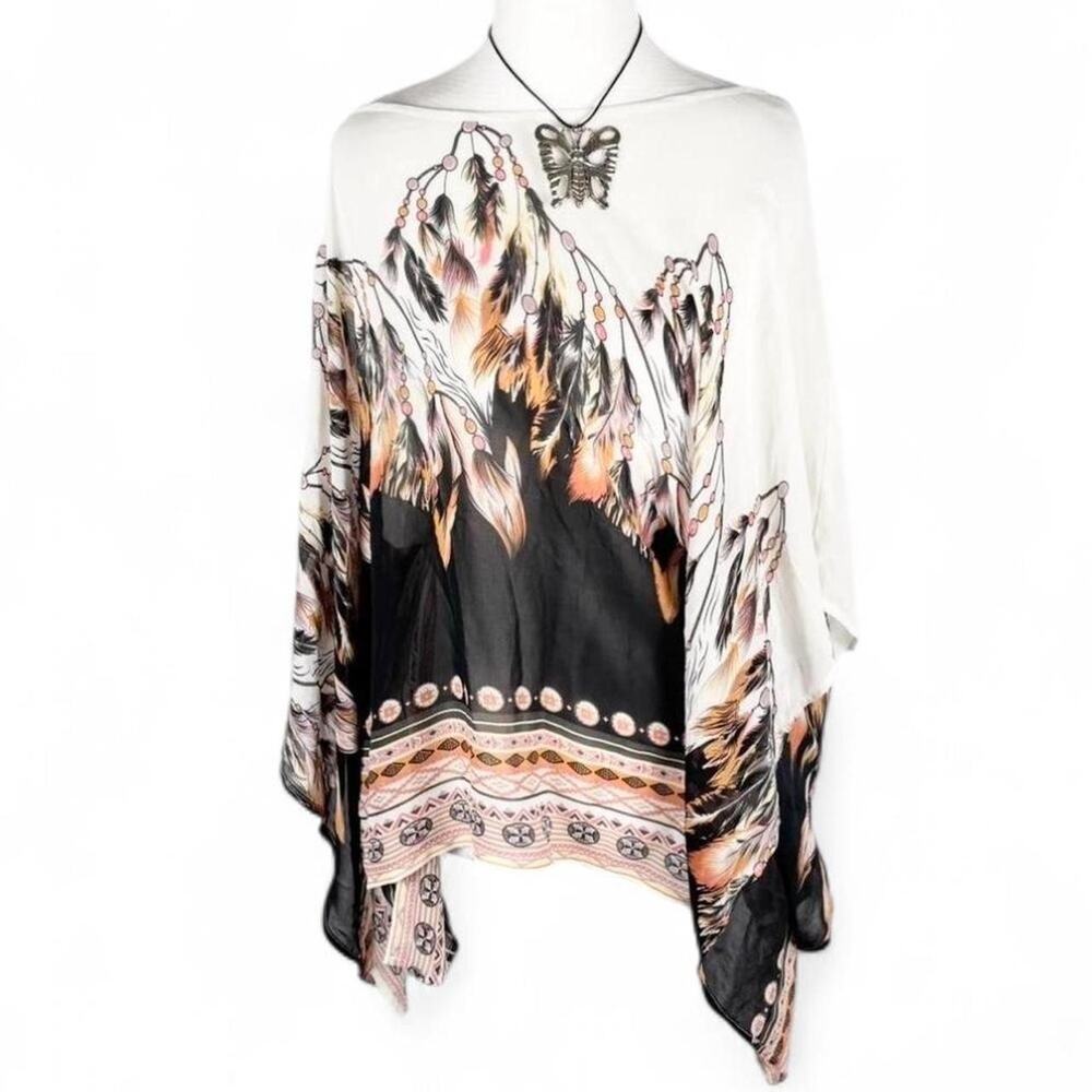 Boho chic sheer poncho top